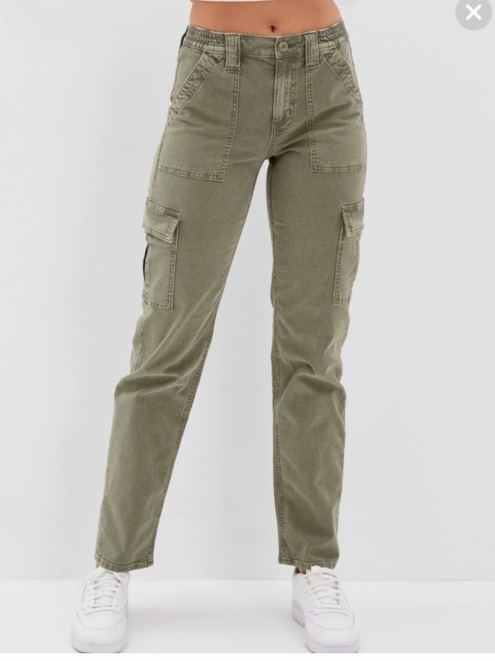 American Eagle green, cargo, utility pants, stretch waistband, size 2